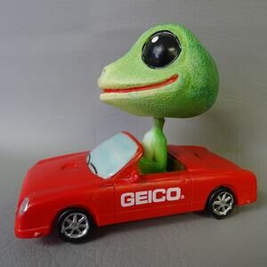 Geiko Gecko Red Convertible Bobblehead Doll Nodder Advertising Promotional
